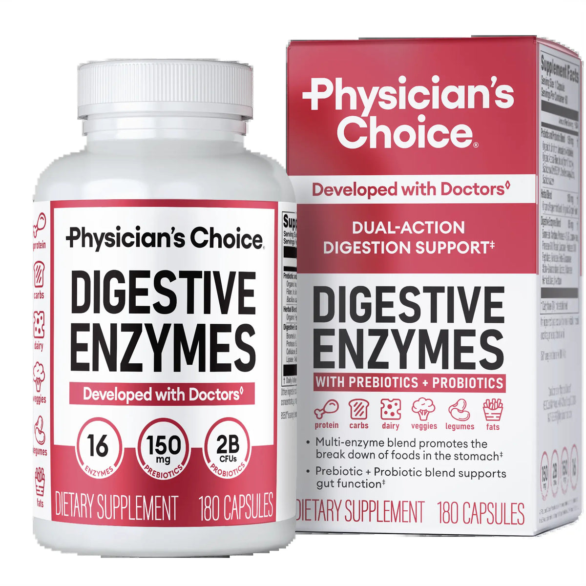 Physician's Choice Digestive Enzymes with Probiotics and Prebiotics for Bloating Relief and Gut Health Support